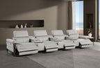 1246 Divanitalia Modular Power Triple Reclining Triple Console Sofa with Power Reclining Headrests - Top Grain Italian Leather