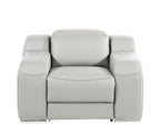 1116 Divanitalia 6-Piece Modular Power Reclining Sofa, Loveseat & Chair Set in Top Grain Italian Leather with 5 Power Recliners & Power Headrests - Light Grey - SKU 1116-LT_GREY-6.5-HT-3PC - view 11