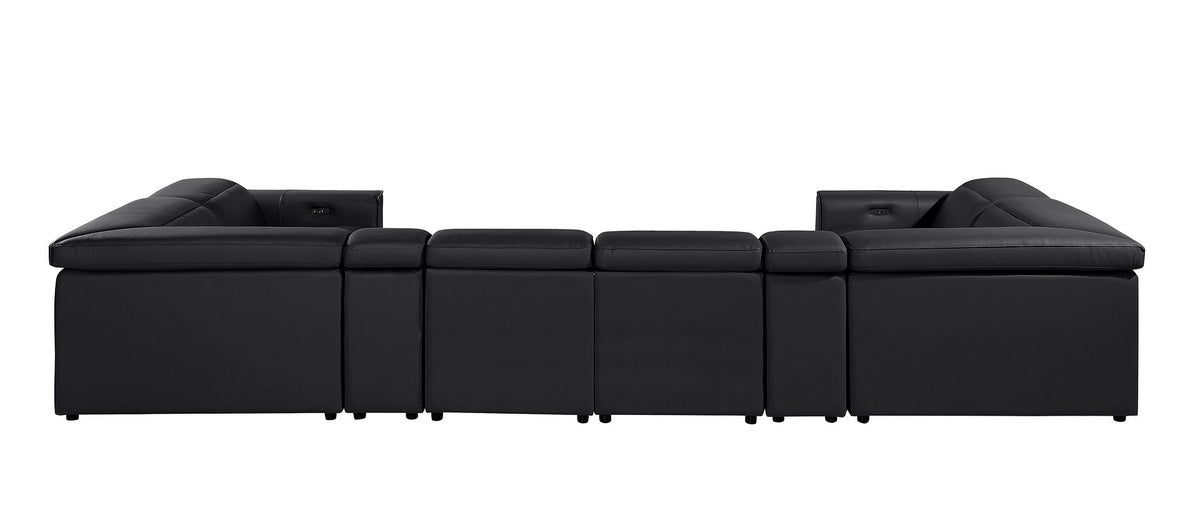 1224 Divanitalia 8-Piece U-Shaped Sectional Sofa in Top Grain Italian Leather with 2 Power Recliners & Power Headrests - Black - SKU 1224-BLACK-8PC-2PWR-U-SECTIONAL - view 6