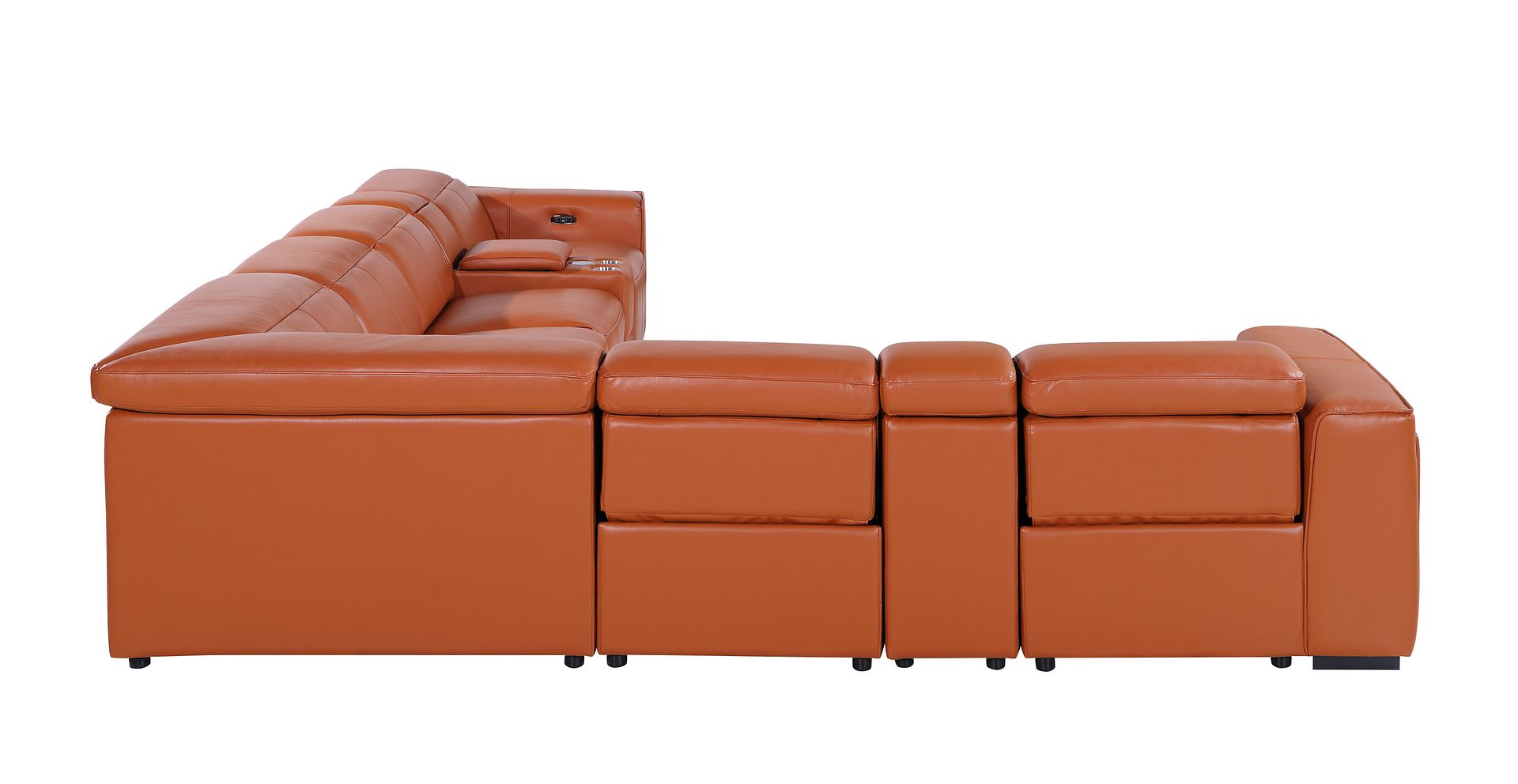 1224 Divanitalia 8-Piece L-Shaped Sectional Sofa in Top Grain Italian Leather with 4 Power Recliners & Power Headrests