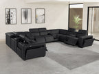 1224 Divanitalia 12-Piece U-Shaped Sectional Sofa in Top Grain Italian Leather with 4 Power Recliners & Power Headrests