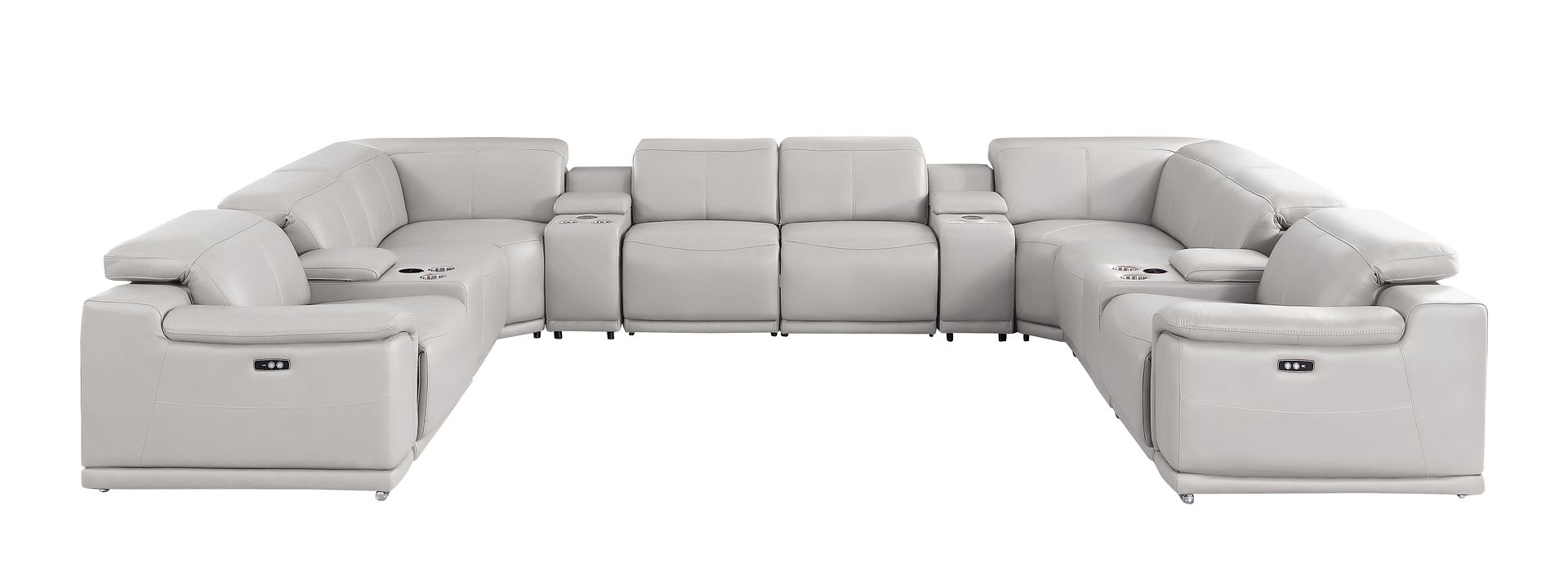 2679 12-Piece U-Shaped Power Reclining Sectional Sofa in Genuine Leather - 4 Recliners