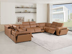 1224 Divanitalia 10-Piece U-Shaped Sectional Sofa in Top Grain Italian Leather with 4 Power Recliners & Power Headrests