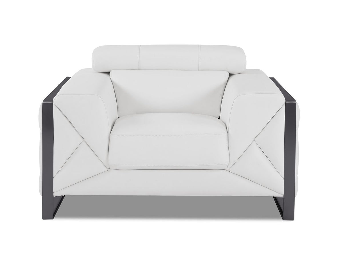 903 Divanitalia Chair with Adjustable Headrest in Top-grain Italian Leather - White - SKU 903-CH-WHITE