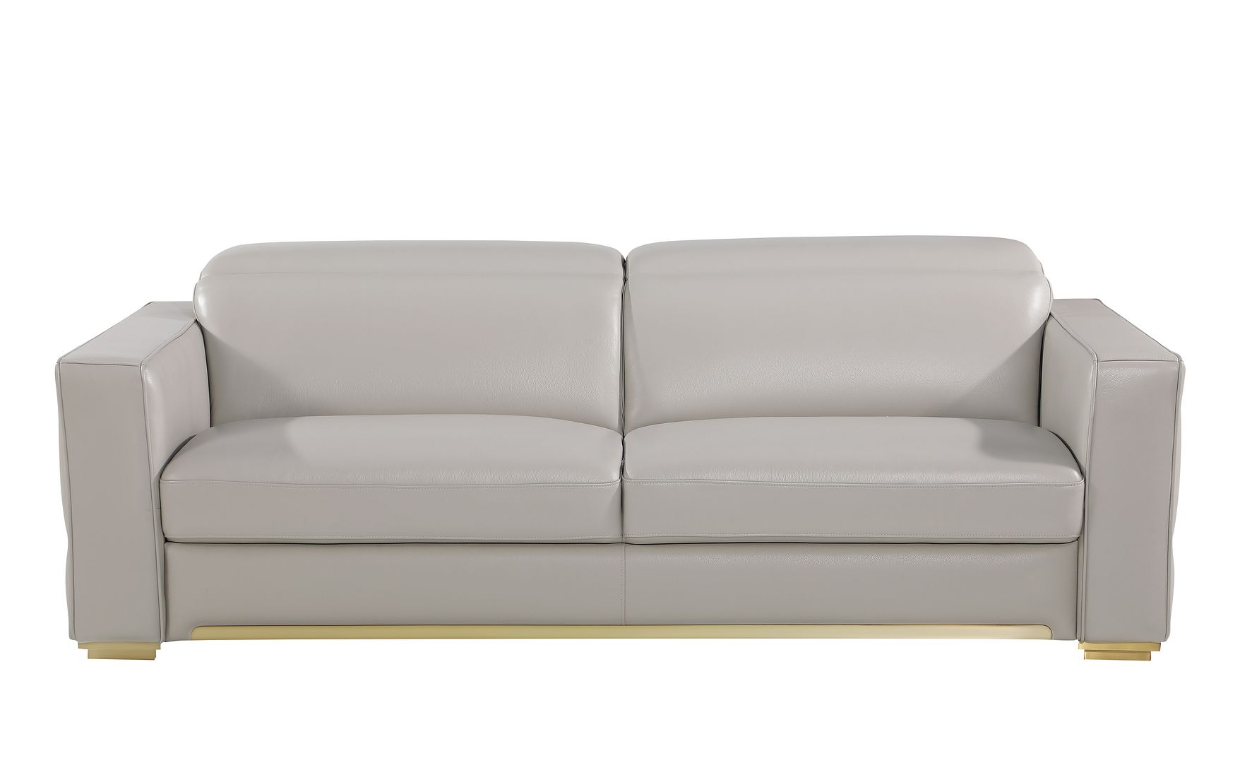 1120 Divanitalia Sofa with Adjustable Headrest in Top-grain Italian Leather - Light Grey