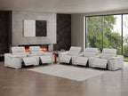2679 Power Reclining Sofa and Loveseat in Genuine Leather - 5 Recliners with Power Headrests & 3 Consoles - Light Grey - SKU 2679-LT-GRAY-8.5-HT-2PC - view 3