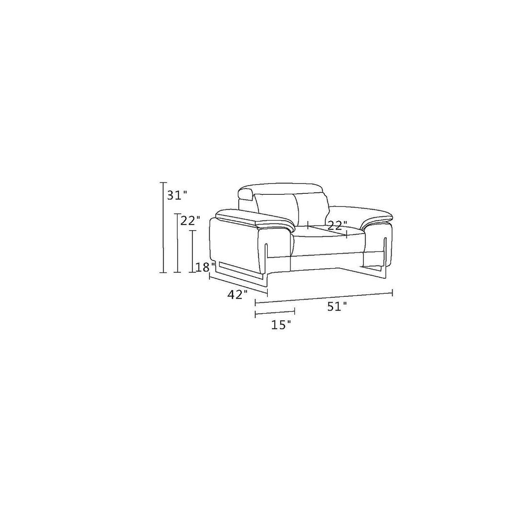 636 Divanitalia Light Gray Chair with Adjustable Headrest in Top-grain Italian Leather