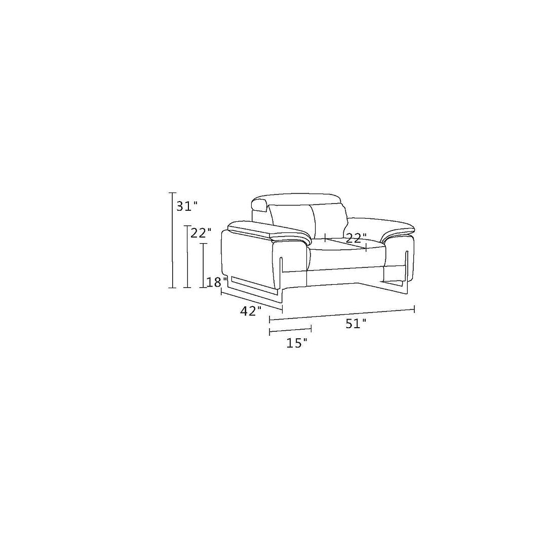 636 Divanitalia Light Gray Chair with Adjustable Headrest in Top-grain Italian Leather