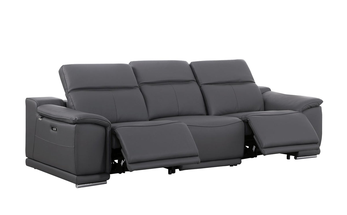 9762 Divanitalia 5-Piece Modular Power Reclining Sofa and Loveseat Set with 5 Power Recliners in Top Grain Italian Leather - Dark Grey - SKU 9762-DK-GREY-5.4-HT-2PC - view 7
