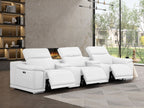 2679 Genuine Leather Sofa with 3 Power Recliners & Dual Storage Consoles