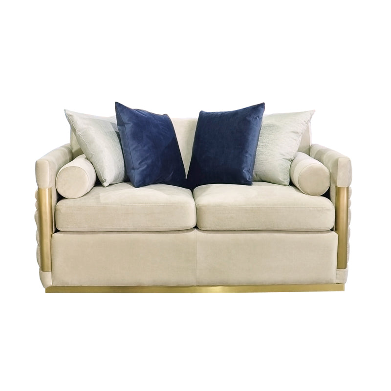 Divani Casa Tenaya Modern Beige Fabric & Gold Loveseat Sofa – Additional View