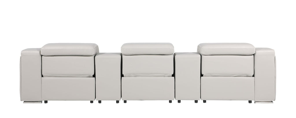 1116 Divanitalia 5-Piece Modular Power Reclining Sofa in Top Grain Italian Leather with 3 Power Recliners & Power Headrests