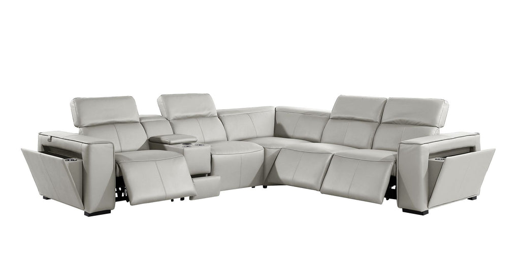 1224 Divanitalia 6-Piece L-Shaped Sectional Sofa in Top Grain Italian Leather with 3 Power Recliners & Power Headrests