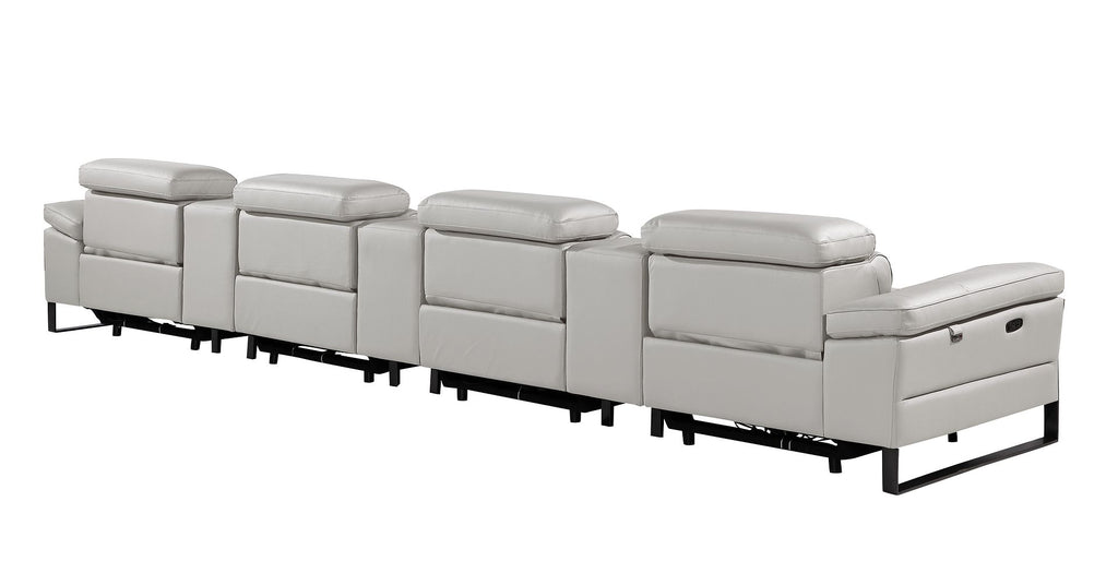 1246 Divanitalia Modular Power Triple Reclining Triple Console Sofa with Power Reclining Headrests - Top Grain Italian Leather