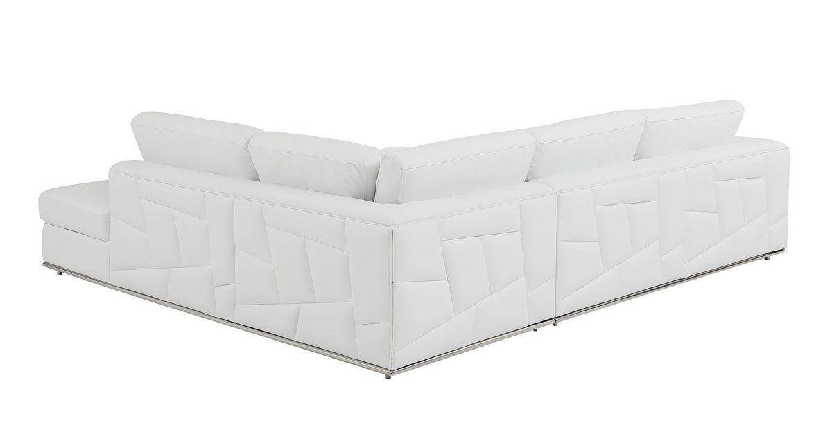 998 Divanitalia Cream Right Arm Facing Sectional Sofa in Top-grain Italian Leather - White - SKU 998-Sectional-RAF-CHAISE-WHITE - view 9