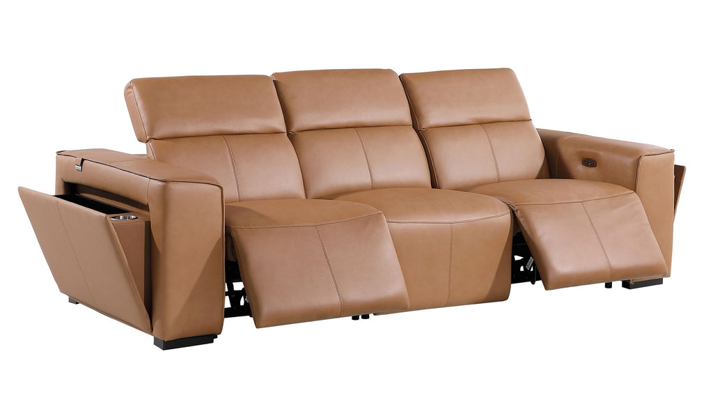 1224 Divanitalia 3-Piece Modular Power Reclining Sofa in Top Grain Italian Leather with 2 Power Recliners & Power Headrests