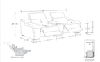 1116 Divanitalia 3-Piece Modular Power Reclining Console Loveseat in Top Grain Italian Leather with 2 Power Recliners & Power Headrests