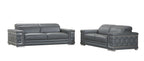 692 Divanitalia 2-Piece Sofa Set with Adjustable Headrest in Top-grain Italian Leather - Dark Grey - SKU 692- DARK GRAY 2PC (S/L) - GROUP - view 2