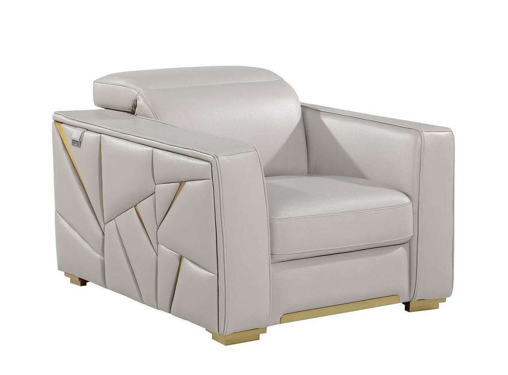 1120 Divanitalia Chair with Adjustable Headrest in Top-grain Italian Leather - Light Grey - SKU 1120-LT-GREY-CH - view 2