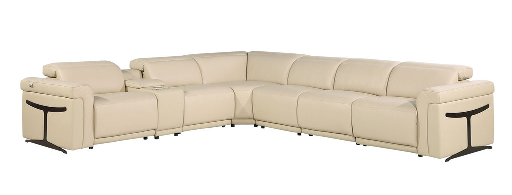 1126 Divanitalia 7-Piece L-Shaped Sectional Sofa in Top Grain Italian Leather with 3 Power Recliners & Power Headrests - Beige - SKU 1126-BEIGE-SEC-7PC-3PWR-SECTIONAL- GROUP - view 2