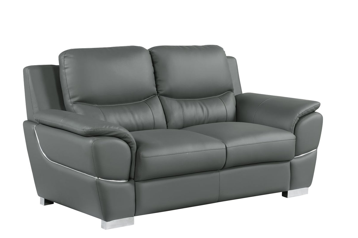 4572 Modern Genuine Leather Loveseat - Dark Grey - SKU 4572-L-GRAY - view 2