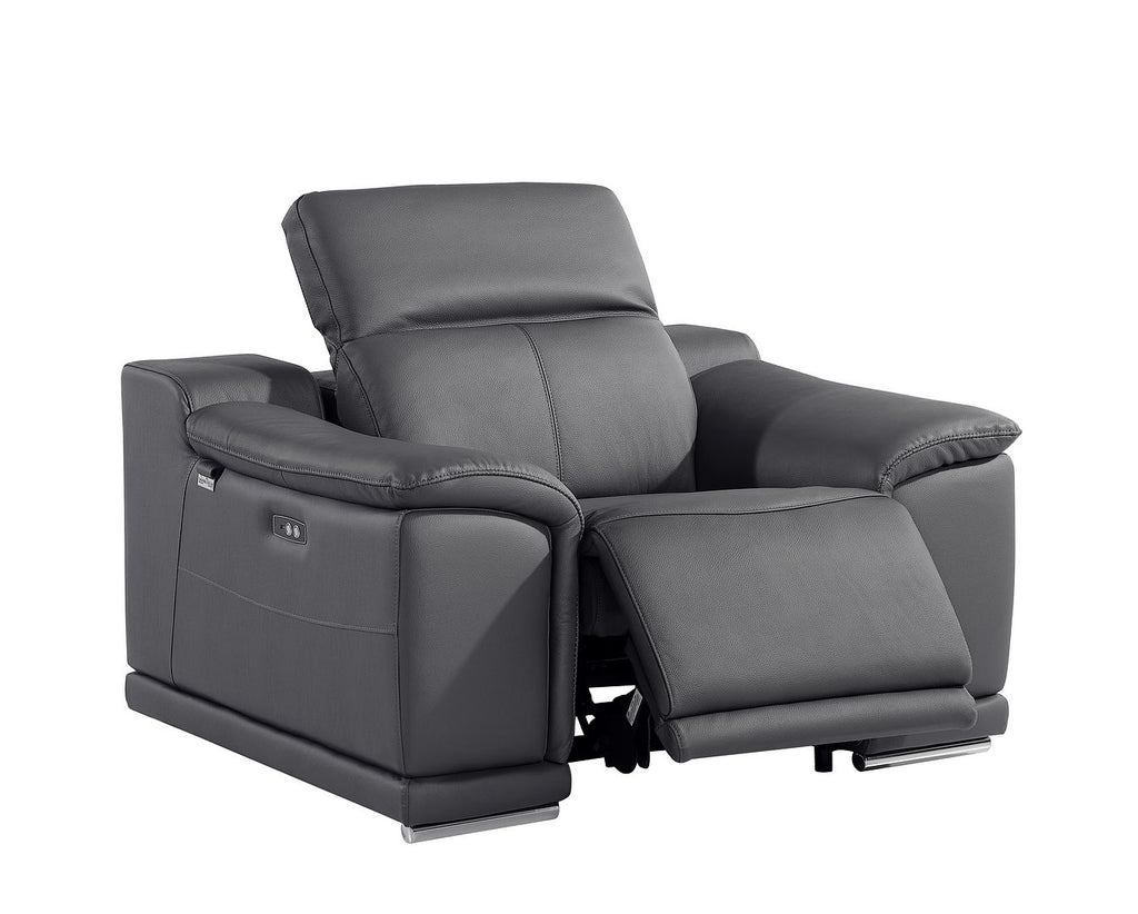 9762 Divanitalia 6-Piece Modular Power Reclining Sofa, Loveseat and Chair Set with 6 Power Recliners in Top Grain Italian Leather - Dark Grey - SKU 9762-DK-GREY-6.6-HT-3PC - view 11