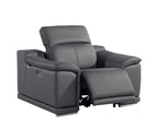 9762 Divanitalia 6-Piece Modular Power Reclining Sofa, Loveseat and Chair Set with 6 Power Recliners in Top Grain Italian Leather - Dark Grey - SKU 9762-DK-GREY-6.6-HT-3PC - view 11