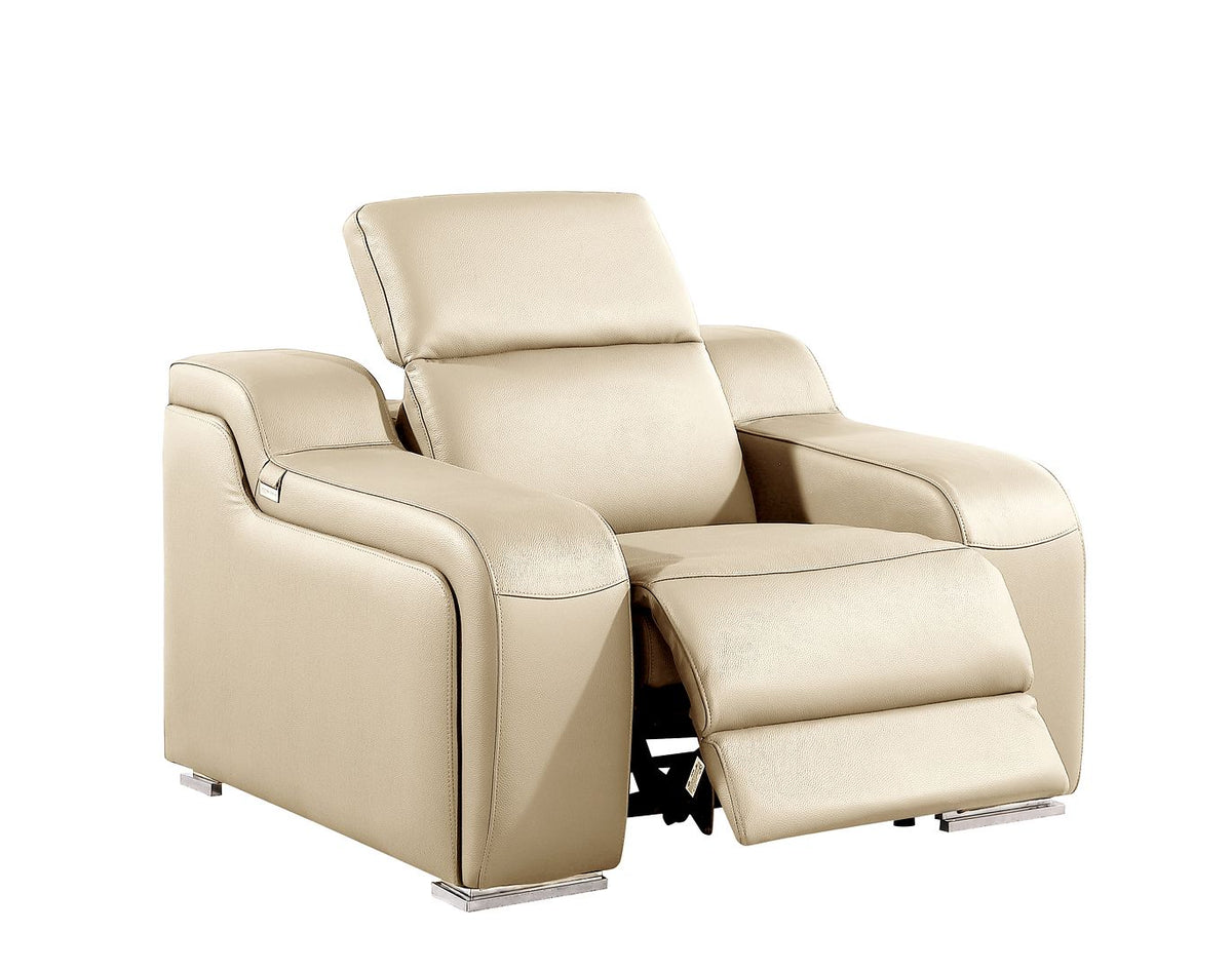 1116 Divanitalia Top Grain Italian Leather Power Reclining Chair with Power Headrests - Beige - SKU 1116-BEIGE-CH - view 5