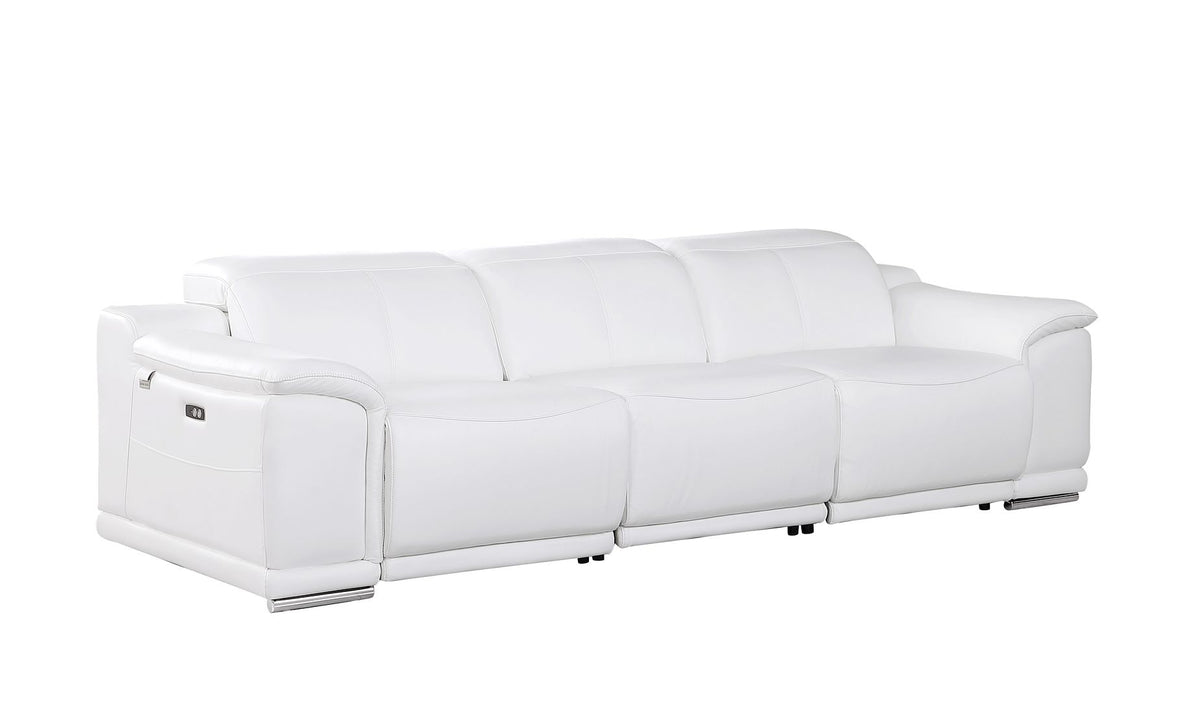 9762 Divanitalia 3-Piece Modular Power Reclining Sofa with 2 Power Recliners in Top Grain Italian Leather - White - SKU 9762-WHITE-3.2-S-HT - view 4