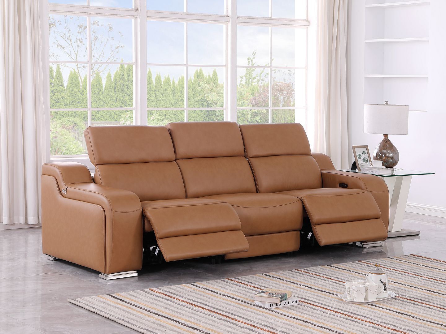 1116 Divanitalia 3-Piece Modular Power Reclining Sofa in Top Grain Italian Leather with 2 Power Recliners & Power Headrests