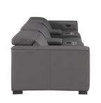 1208 Leather Sofa with 3 Power Recliners and Two Storage Consoles