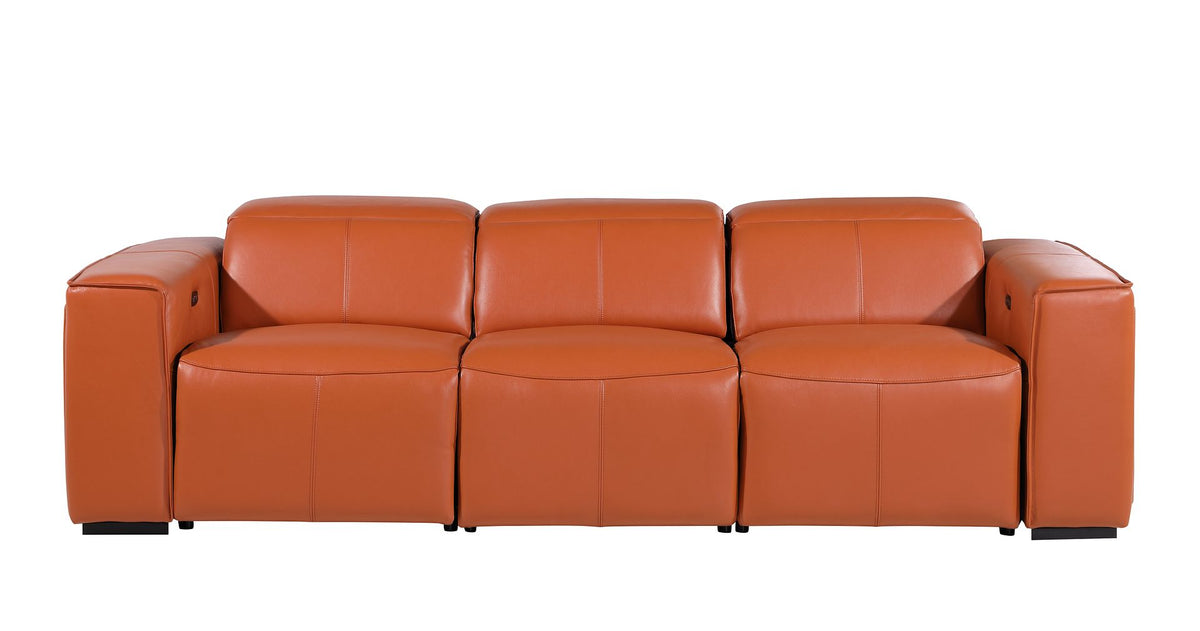 1224 Divanitalia 3-Piece Modular Power Reclining Sofa in Top Grain Italian Leather with 3 Power Recliners & Power Headrests - Camel - SKU 1224-CAMEL-3.3-HT - view 3