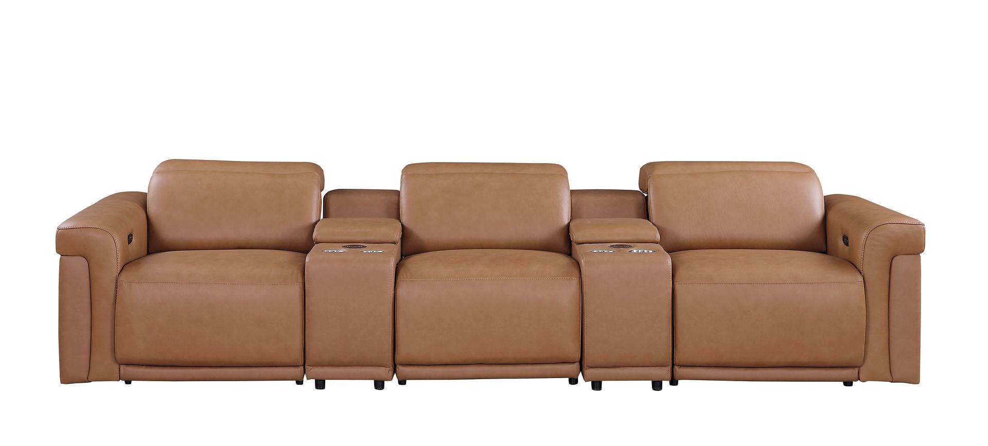 1126 Divanitalia 5-Piece Modular Power Reclining Sofa in Top Grain Italian Leather with 3 Power Recliners & Power Headrests