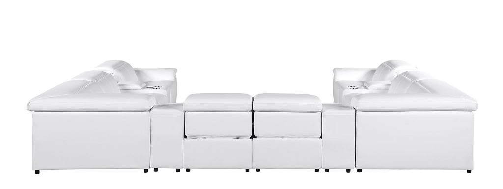9762 Divanitalia 12-Piece U-Shaped Top Grain Italian Leather Sectional Sofa with 4 Power Recliners