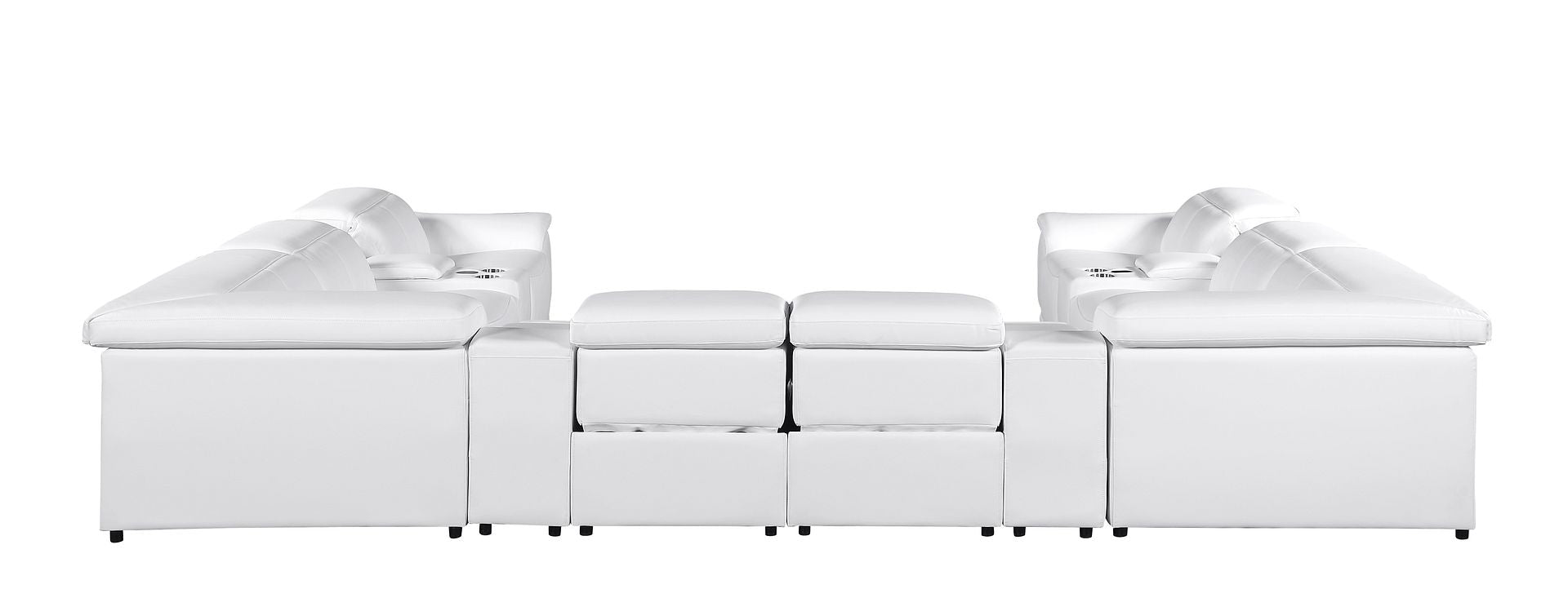 9762 Divanitalia 12-Piece U-Shaped Top Grain Italian Leather Sectional Sofa with 4 Power Recliners