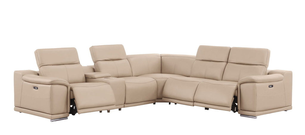 2679 6-Piece L-Shaped Power Reclining Sectional Sofa in Genuine Leather - 3 Recliners