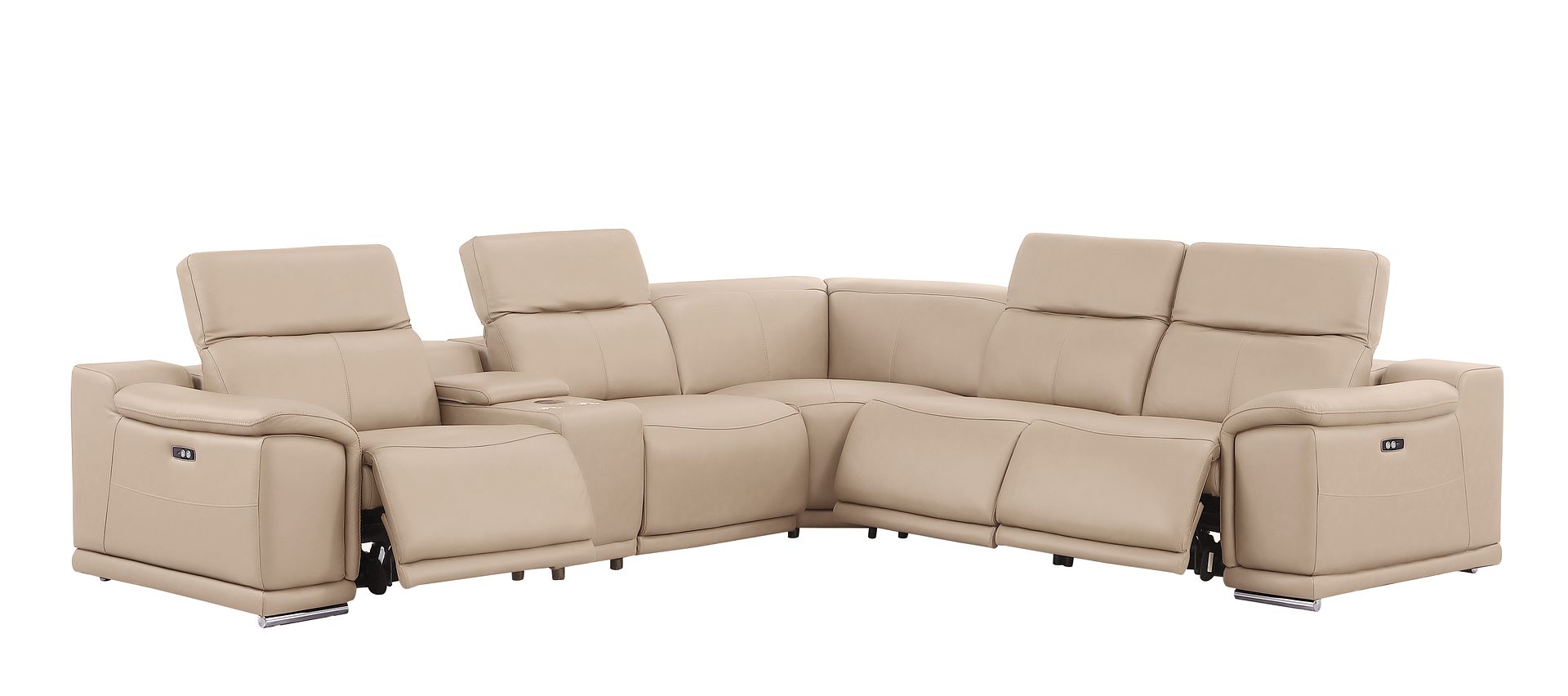 2679 6-Piece L-Shaped Power Reclining Sectional Sofa in Genuine Leather - 3 Recliners