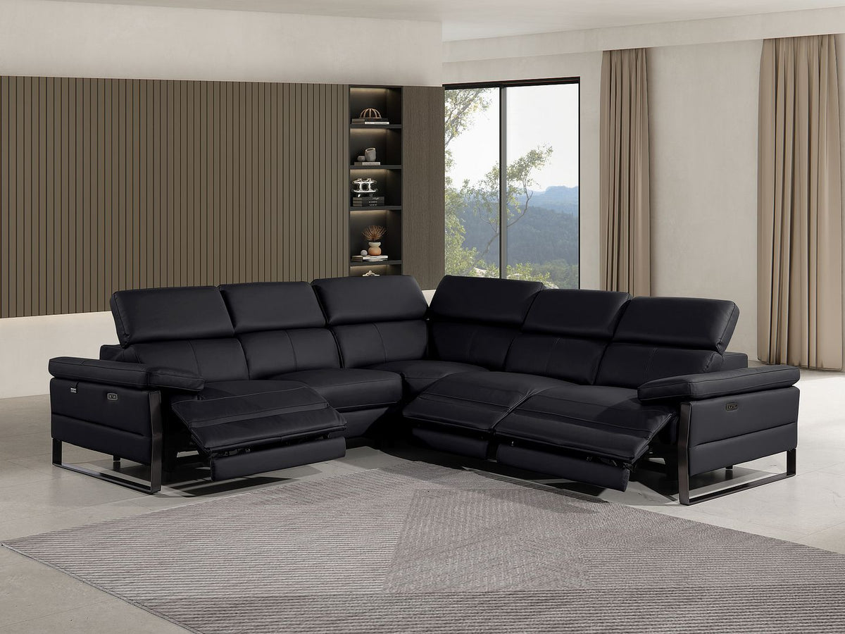 1246 Divanitalia 5-Piece L-Shaped Modular Power Reclining Sectional Sofa with Power Headrests - Top Grain Italian Leather - Black - SKU 1246-BLACK-5PC-3PWR-SECTIONAL - view 10