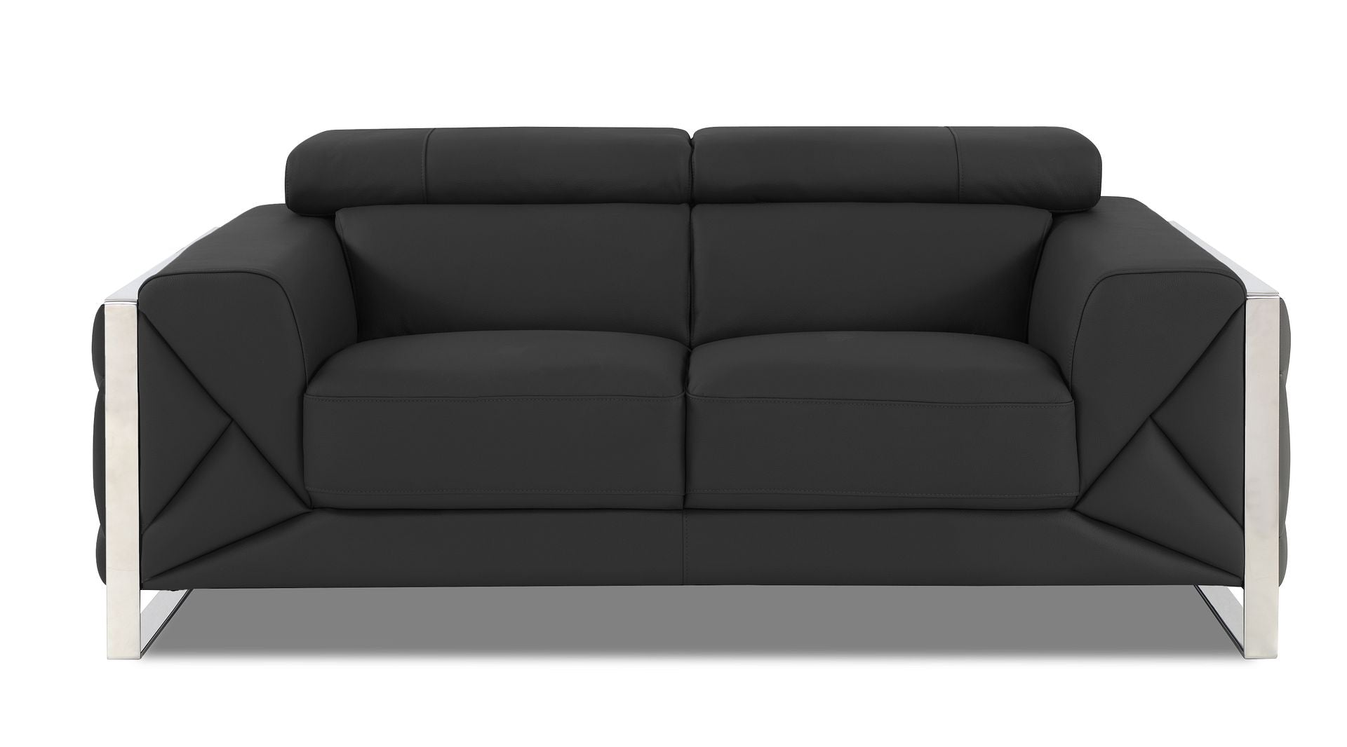 903 Divanitalia Loveseat with Adjustable Headrest in Top-grain Italian Leather - Dark Grey