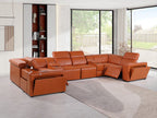 1224 Divanitalia 8-Piece U-Shaped Sectional Sofa in Top Grain Italian Leather with 2 Power Recliners & Power Headrests - Camel - SKU 1224-CAMEL-8PC-2PWR-U-SECTIONAL - view 2