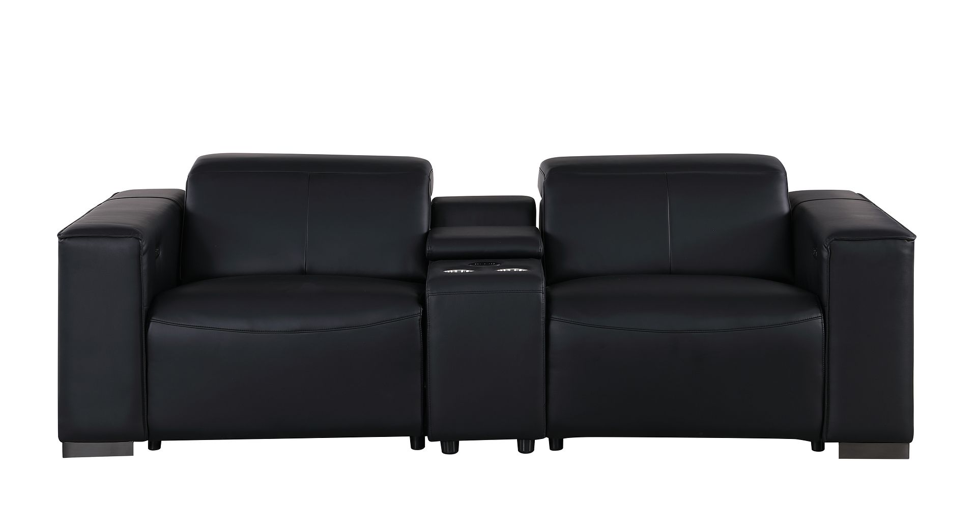 1208 Genuine Leather Dual Power Reclining Console Loveseat