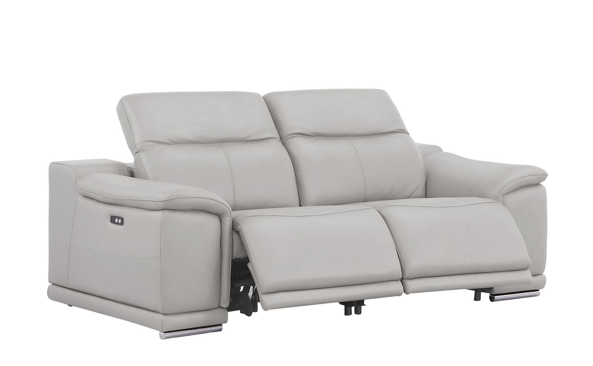 2679 Power Reclining Sofa, Loveseat & Chair Set in Genuine Leather - 6 Recliners - Light Grey - SKU 2679-LT-GRAY-6.6-HT-3PC - view 4