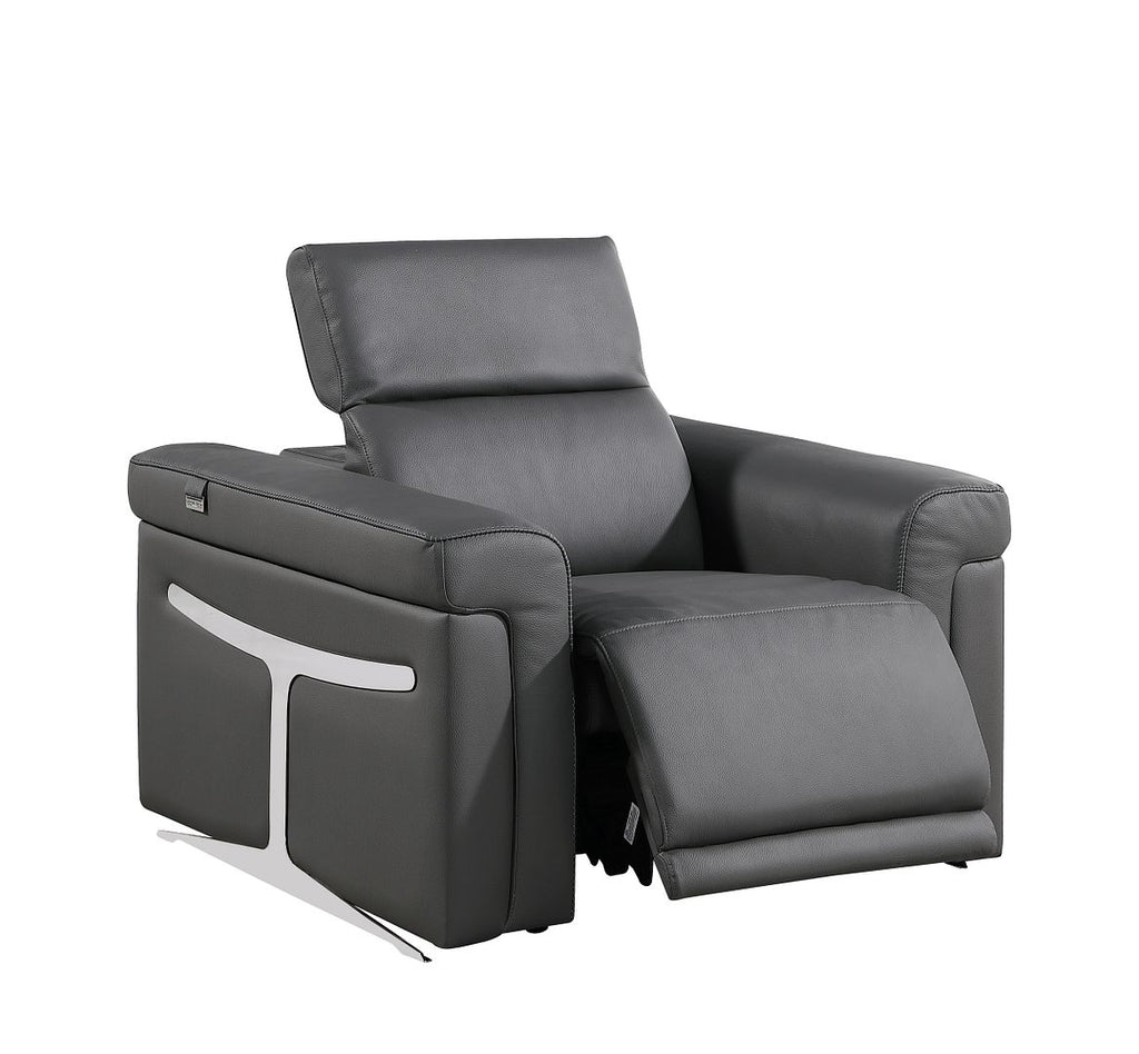 1126 Divanitalia 7-Piece Modular Power Reclining Sofa, Loveseat & Chair Set in Top Grain Italian Leather with 5 Power Recliners & Power Headrests - Dark Grey - SKU 1126-DK_GREY-7.5-HT-3PC - view 11