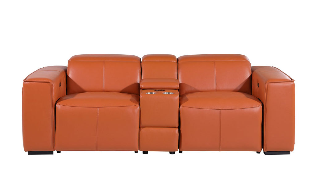 1224 Divanitalia 3-Piece Modular Power Reclining Loveseat in Top Grain Italian Leather with 2 Power Recliners & Power Headrests - Camel - SKU 1224-CAMEL-3.2-HT - view 3