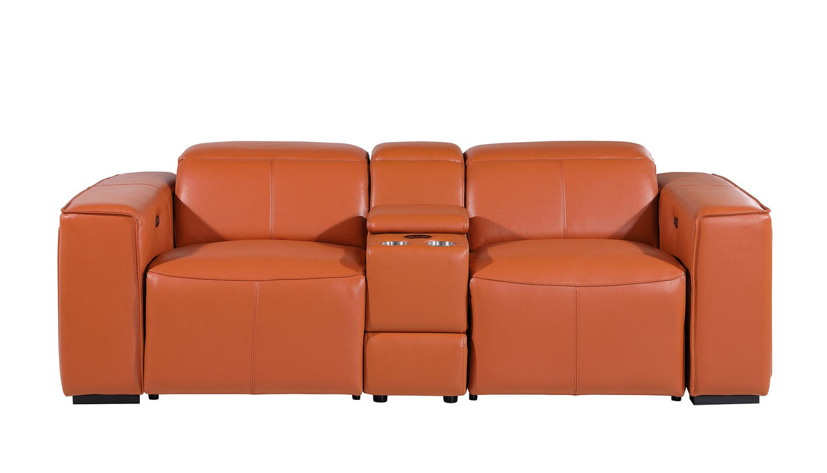 1224 Divanitalia 3-Piece Modular Power Reclining Loveseat in Top Grain Italian Leather with 2 Power Recliners & Power Headrests - Camel - SKU 1224-CAMEL-3.2-HT - view 3