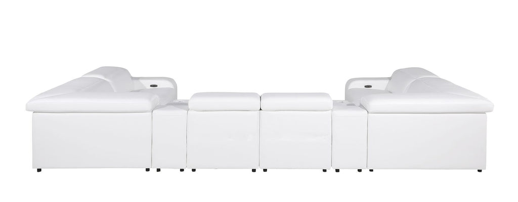 1116 Divanitalia 8-Piece U-Shaped Sectional Sofa in Top Grain Italian Leather with 2 Power Recliners & Power Headrests - White - SKU 1116-WHITE-8PC-2PWR-U-SECTIONAL-GROUP - view 7