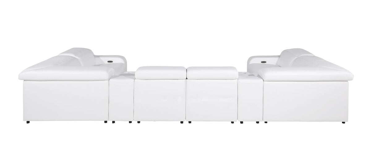 1116 Divanitalia 8-Piece U-Shaped Sectional Sofa in Top Grain Italian Leather with 2 Power Recliners & Power Headrests - White - SKU 1116-WHITE-8PC-2PWR-U-SECTIONAL-GROUP - view 7