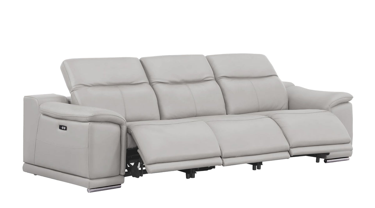 2679 Power Reclining Sofa, Console Loveseat & Chair Set in Genuine Leather - 6 Recliners - Light Grey - SKU 2679-LT-GRAY-7.6-HT-3PC - view 3