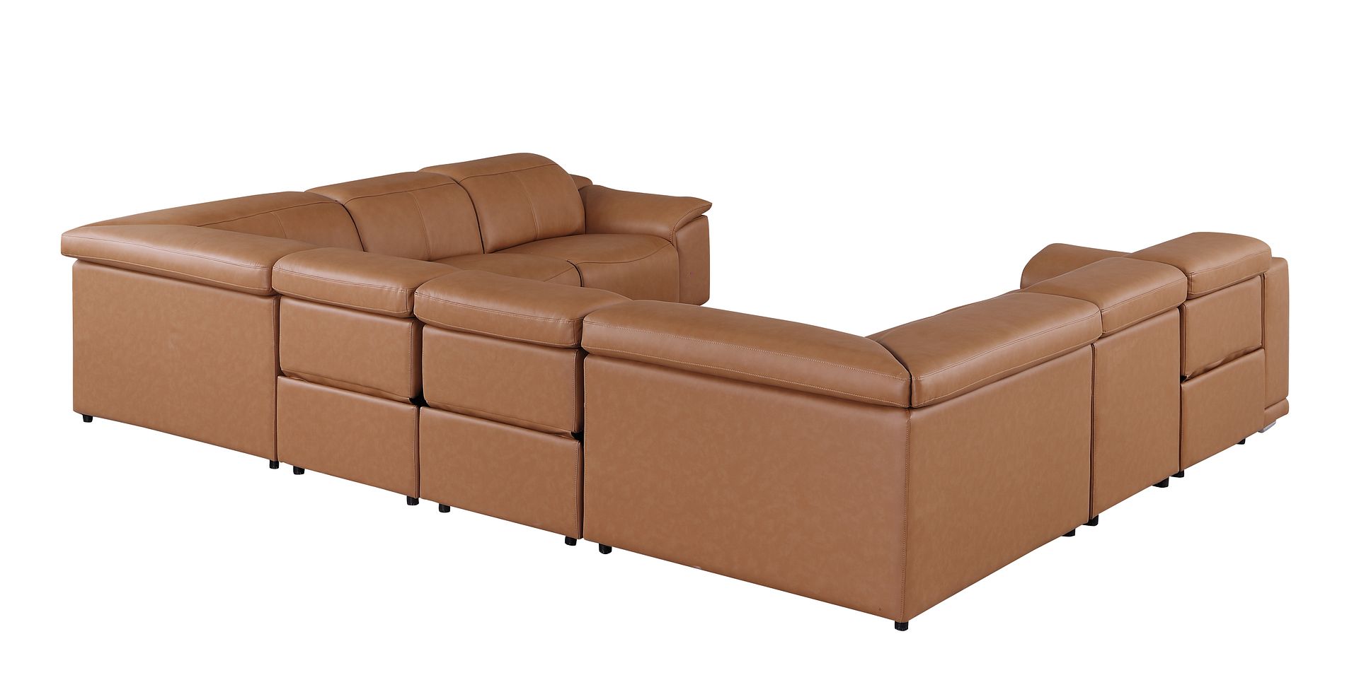 9762 Divanitalia 8-Piece U-Shaped Top Grain Italian Leather Sectional Sofa with 4 Power Recliners