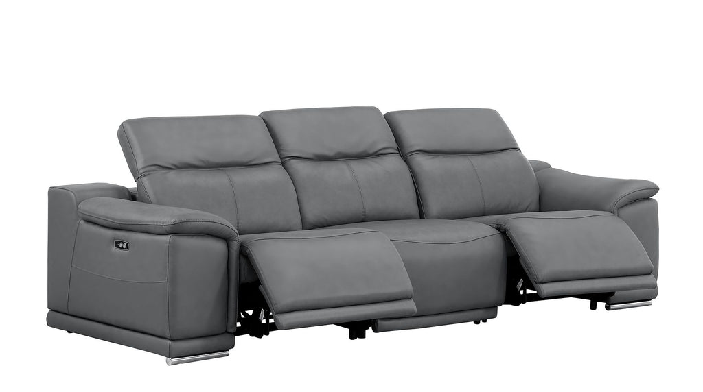 2679 Power Reclining Sofa, Loveseat & Chair Set in Genuine Leather - 6 Recliners - Dark Grey - SKU 2679-DK-GRAY-6.6-HT-3PC - view 3